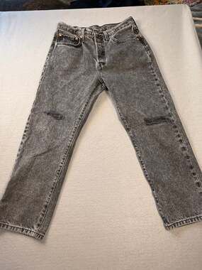 Levi's 501 Black Acid Wash Button Fly Jeans